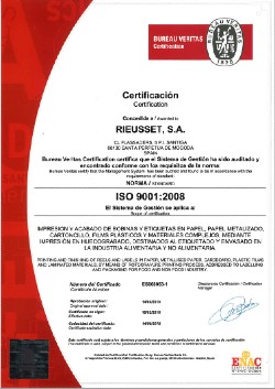 Rieusset Drinktec Certificado calidad ISO 9001