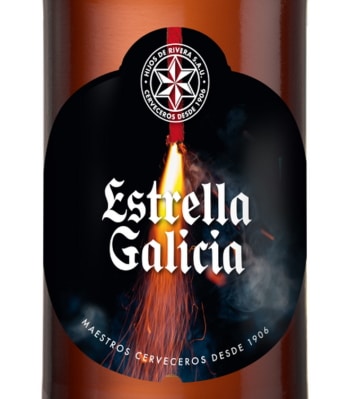 Estrella Galicia label for the Fallas of Valencia