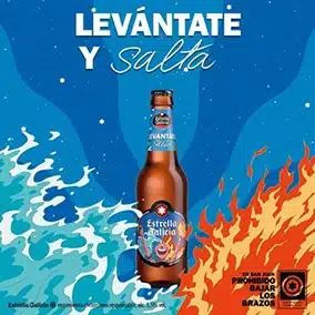 Cartel 'Levántate y Salta' para la edición especial de la cerveza Estrella Galicia