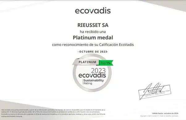 Certificado Ecovadis Platino Rieusset