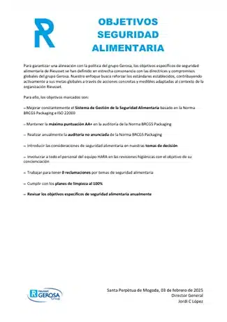 Objetivos Seguridad Alimentaria