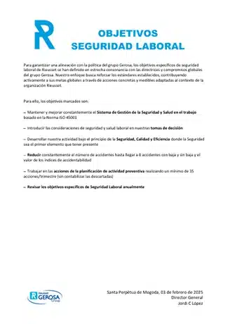 Objetivos Seguridad Laboral